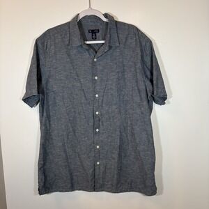 Gap Men's Short Sleeve Chambray Blue Classic Fit Button Down Size XL